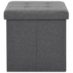 vidaXL Tabouret de rangement pliable Gris foncé Faux lin