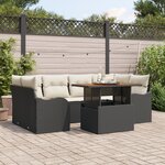 Ensemble de canapé de jardin de 7 pièces vidaXL avec coussins en rotin noir