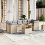 vidaXL Salon de jardin avec coussins 8 Pièces beige résine tressée