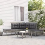 vidaXL Salon de jardin 5 Pièces avec coussins Gris Résine tressée