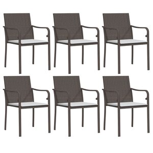 vidaXL Chaises de jardin et coussins lot de 6 marron 56x59x84 cm rotin