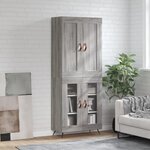 vidaXL Buffet haut Sonoma gris 69 5x34x180 cm Bois d'ingénierie