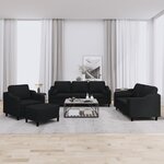 vidaXL Ensemble de canapés 4 Pièces avec coussins noir tissu