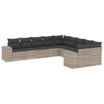 vidaXL Salon de jardin avec coussins 10 Pièces gris clair résine tressée