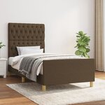 vidaXL Cadre de lit avec tête de lit marron foncé 90x200 cm Tissu