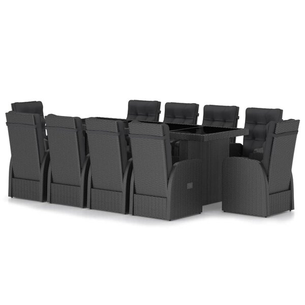 vidaXL Salon de jardin 11 Pièces avec coussins résine tressée noir