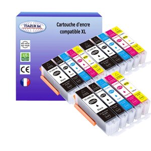 15 Cartouches compatibles avec Canon Pixma MG7150, MG7500, MG7550, MX720, MX725, MX920, MX925 remplace Canon PGI-550, CLI-551 XL  - T3AZUR