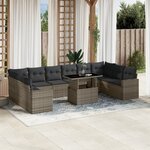 vidaXL Salon de jardin 11 Pièces avec coussins gris résine tressée