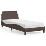 vidaXL Lit avec matelas marron 90x200 cm similicuir