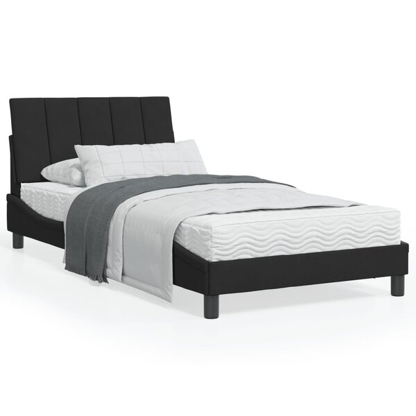 vidaXL Lit avec matelas noir 100x200 cm velours