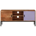 vidaXL Meuble TV Marron miel et gris 110x30x50 cm Bois massif d'acacia