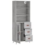 vidaXL Buffet haut Sonoma gris 69 5x34x180 cm Bois d'ingénierie