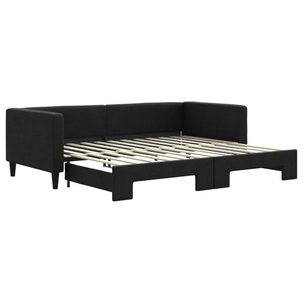 vidaXL Lit de jour avec lit gigogne noir 90x200 cm tissu