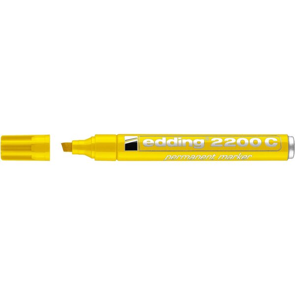 Marqueur Permanent 2200 C Corps Alu Jaune Pointe Biseautée 1-5 mm EDDING