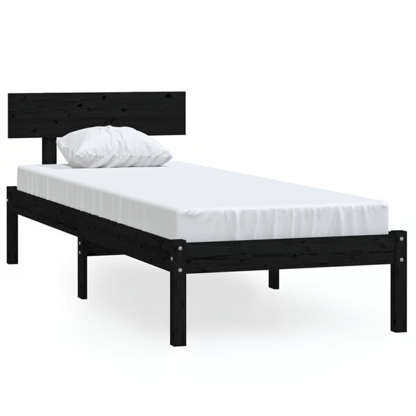 vidaXL Cadre de lit Noir Bois de pin massif 100x200 cm