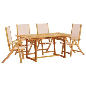 vidaXL Ensemble à manger de jardin 5Pièces bois d'acacia solide textilène