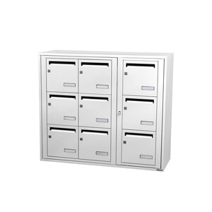 Bloc collectif Leabox 3x3 grade 3 simple face intérieur fixation murale blanc neige ral 9016 finition brillante