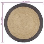 vidaXL Tapis fait à la main Jute avec bord gris foncé 120 cm