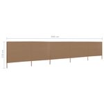 vidaXL Paravent 5 panneaux Tissu 600 x 80 cm Taupe