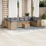 vidaXL Salon de jardin et coussins 11 Pièces mélange beige résine tressée