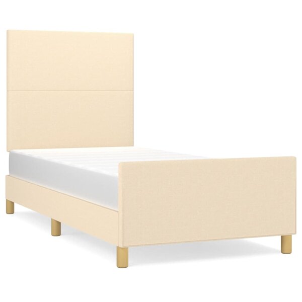 vidaXL Cadre de lit avec tête de lit Crème 100x200 cm Tissu