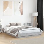 vidaXL Cadre de lit avec lumières LED gris béton 150x200 cm