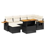 vidaXL Salon de jardin 7 Pièces avec coussins noir résine tressée