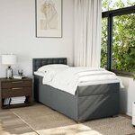 vidaXL Sommier à lattes de lit avec matelas Gris foncé 90x200 cm Tissu