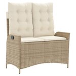vidaXL Ensemble à manger de jardin et coussins 2 Pièces beige poly rotin