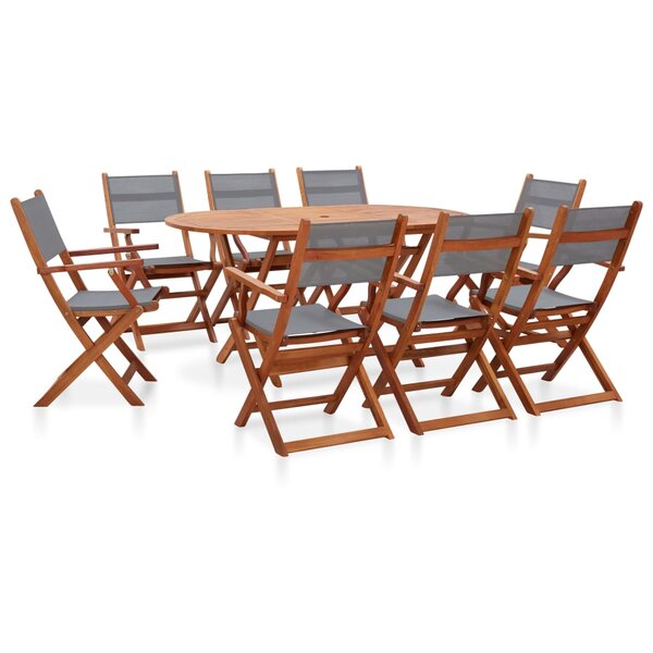 vidaXL Ensemble à manger d'extérieur 9 Pièces Bois d'eucalyptus/textilène