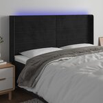 vidaXL Tête de lit à LED Noir 183x16x118/128 cm Velours