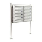 Bloc 10 boites aux lettres pied support 2x5 compartiments superposés acier inoxydable