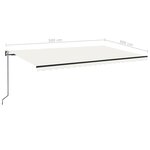 vidaXL Auvent automatique avec capteur de vent et LED 500x300 cm Crème