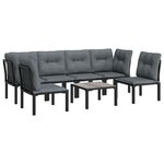 Salon de jardin meuble d'extérieur ensemble de mobilier 7 pièces noir et gris résine tressée 02_0017450