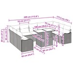 Ensemble de canapé de jardin 10 pièces avec coussins gris clair en rotin poly