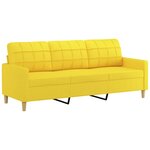 vidaXL Canapé 3 places avec oreillers jaune clair 180 cm tissu
