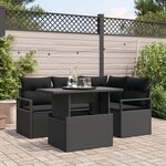 Ensemble de 5 Pièces de Canapés de Jardin avec Coussins en Poly Rattan Noir