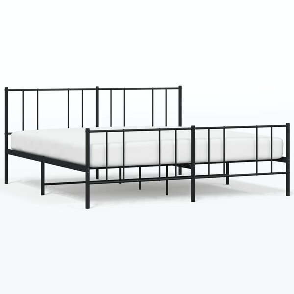 vidaXL Cadre de lit métal avec tête de lit/pied de lit noir 200x200 cm