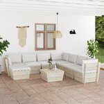vidaXL Salon de jardin palette 9 Pièces avec coussins bois d'épicéa