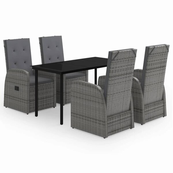 vidaXL Ensemble de salle à manger de jardin avec coussins 5 Pièces Gris