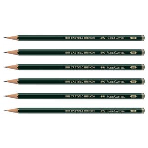 Crayon papier 9000 hexagonal mine 2mm HB x 6 FABER-CASTELL