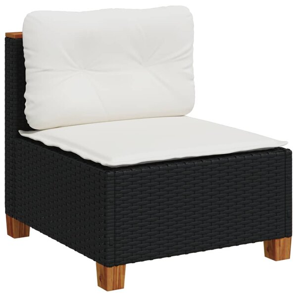 vidaXL Canapé de jardin sans accoudoirs coussins noir résine tressée