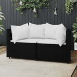 vidaXL Canapés d'angle de jardin et coussins 2Pièces Noir Résine tressée