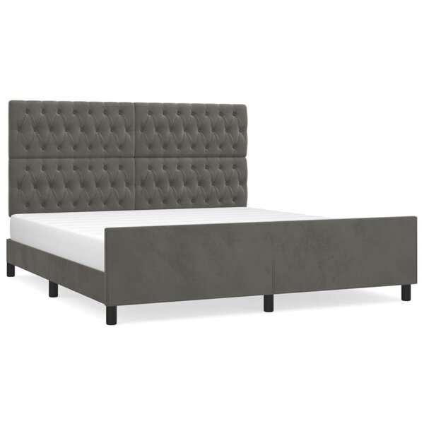 vidaXL Cadre de lit avec tête de lit Gris foncé 180x200 cm Velours