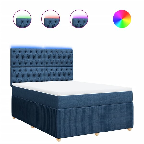vidaXL Sommier à lattes de lit avec matelas Bleu 160x200 cm Tissu
