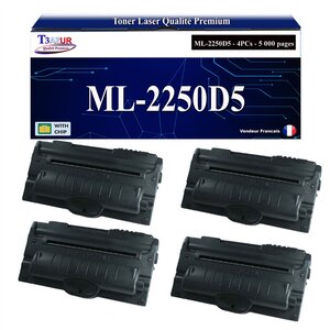 T3AZUR - 4x Toners compatibles avec Samsung ML-2250D5 ML2250D5 pour Samsung ML2250 ML2251N ML2251NP ML2251W ML2252W