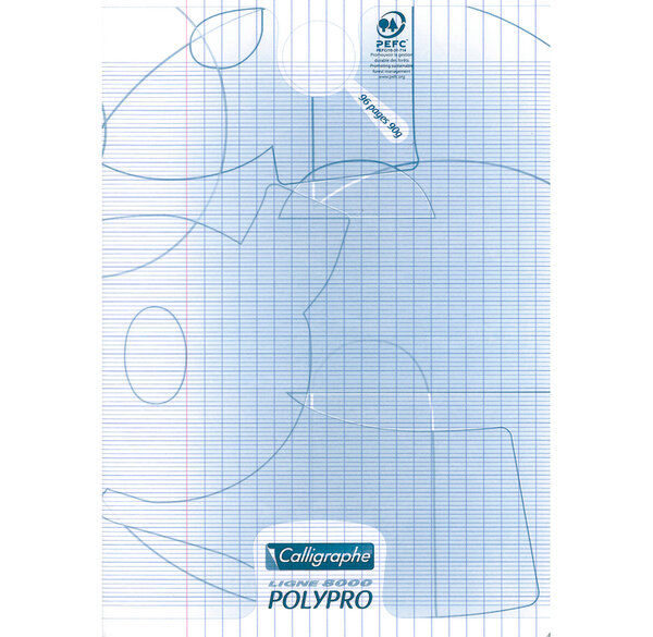 Cahier 8000 POLYPRO A4 210 x 297 mm 96 Pages 90g Grands Carreaux Incolore CALLIGRAPHE