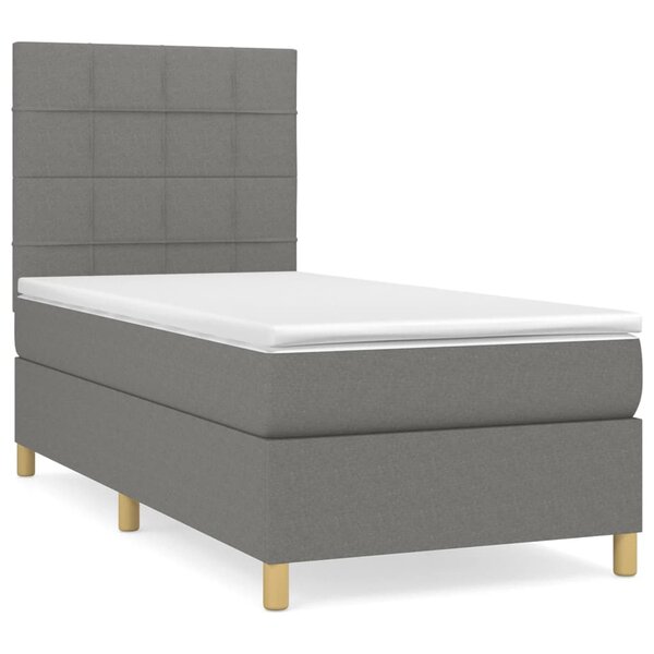 vidaXL Sommier à lattes de lit et matelas Gris foncé 90x190 cm Tissu