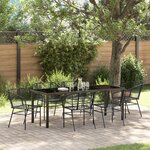 vidaXL Set de salle à manger de jardin 7 pièces en poly rattan noir
