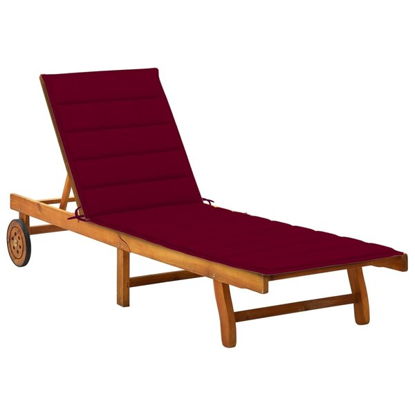 vidaXL Chaise longue de jardin avec coussin Bois d'acacia solide